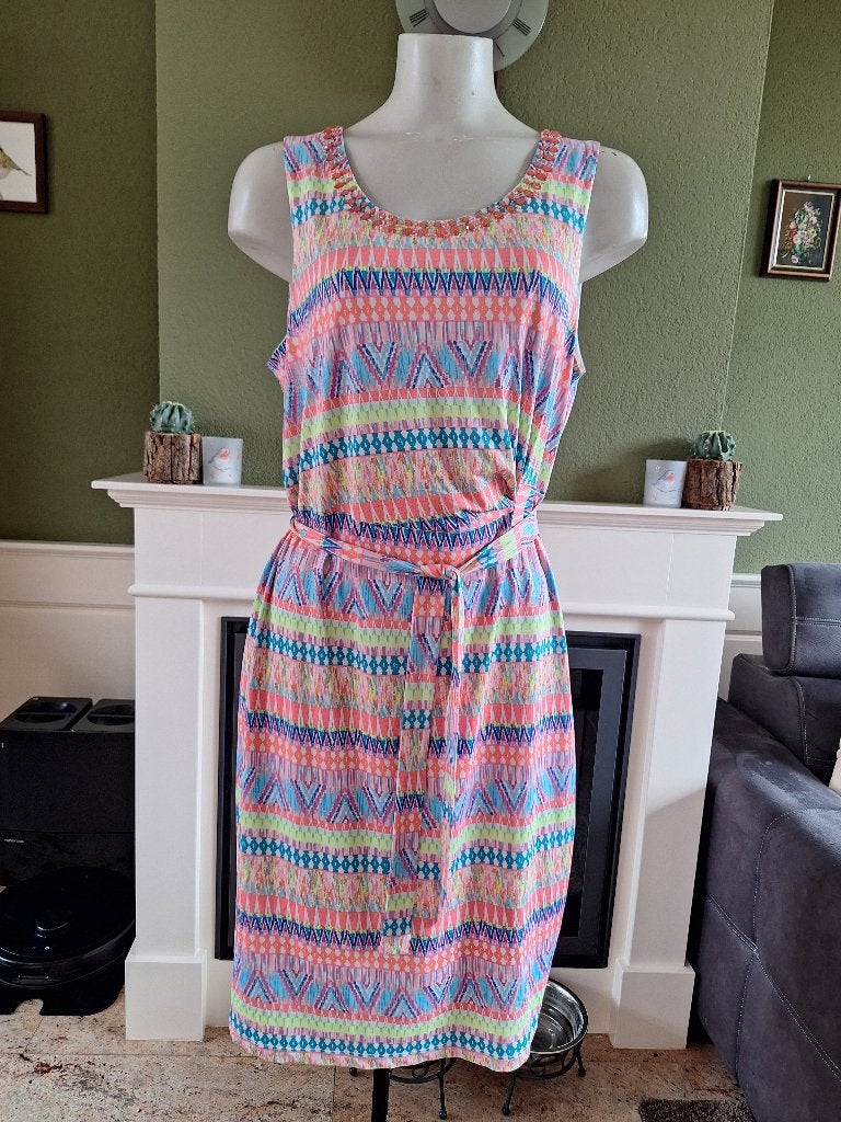 K-Design kleurrijke zomerjurk XL fluor kleuren, K-design, Overige kleuren, Verzenden, Maat 46/48 (XL) of groter