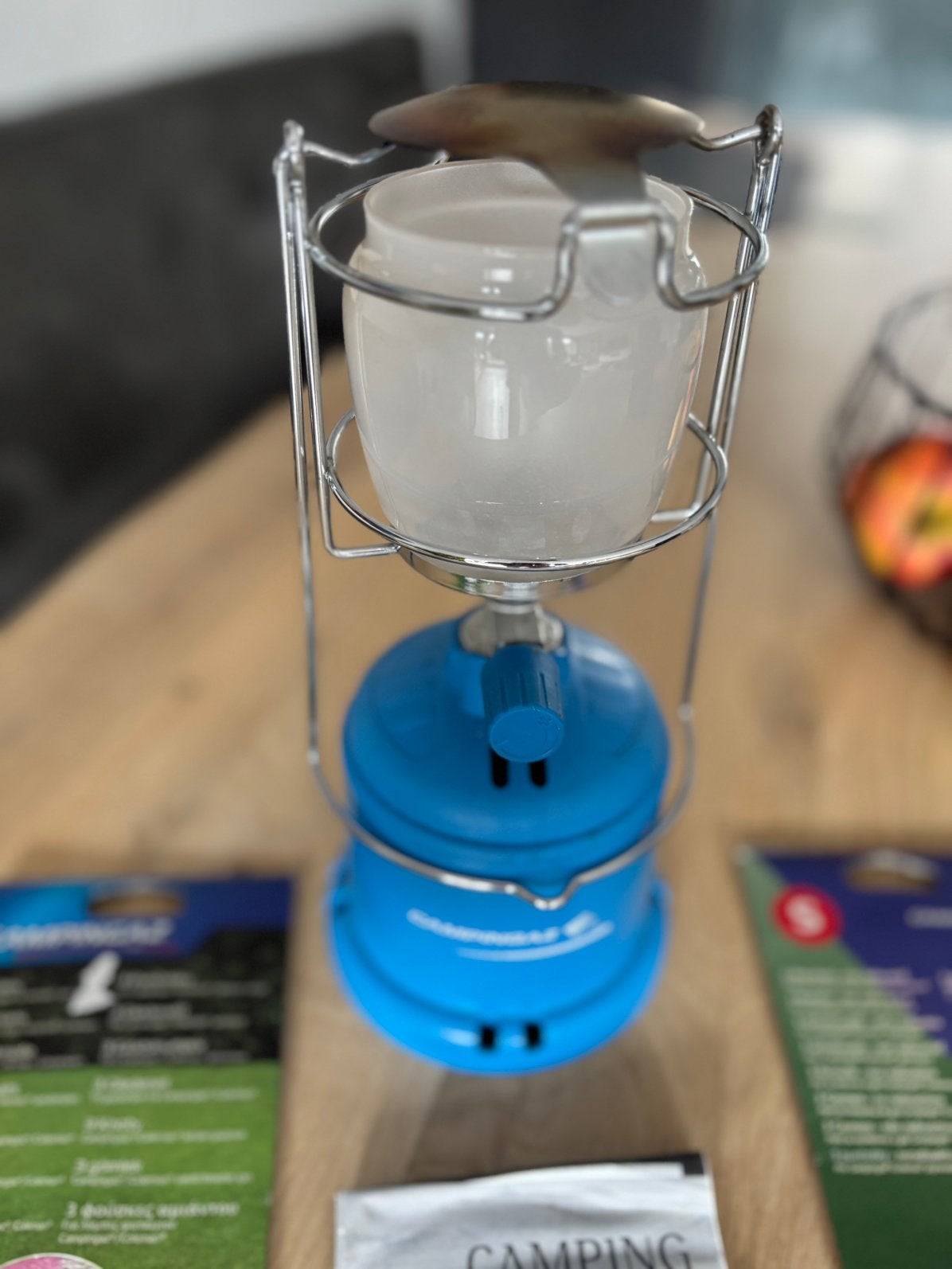 Campingaz gaslamp 206L met accessoires, Caravans en Kamperen, Ophalen of Verzenden, Zo goed als nieuw, Batterij