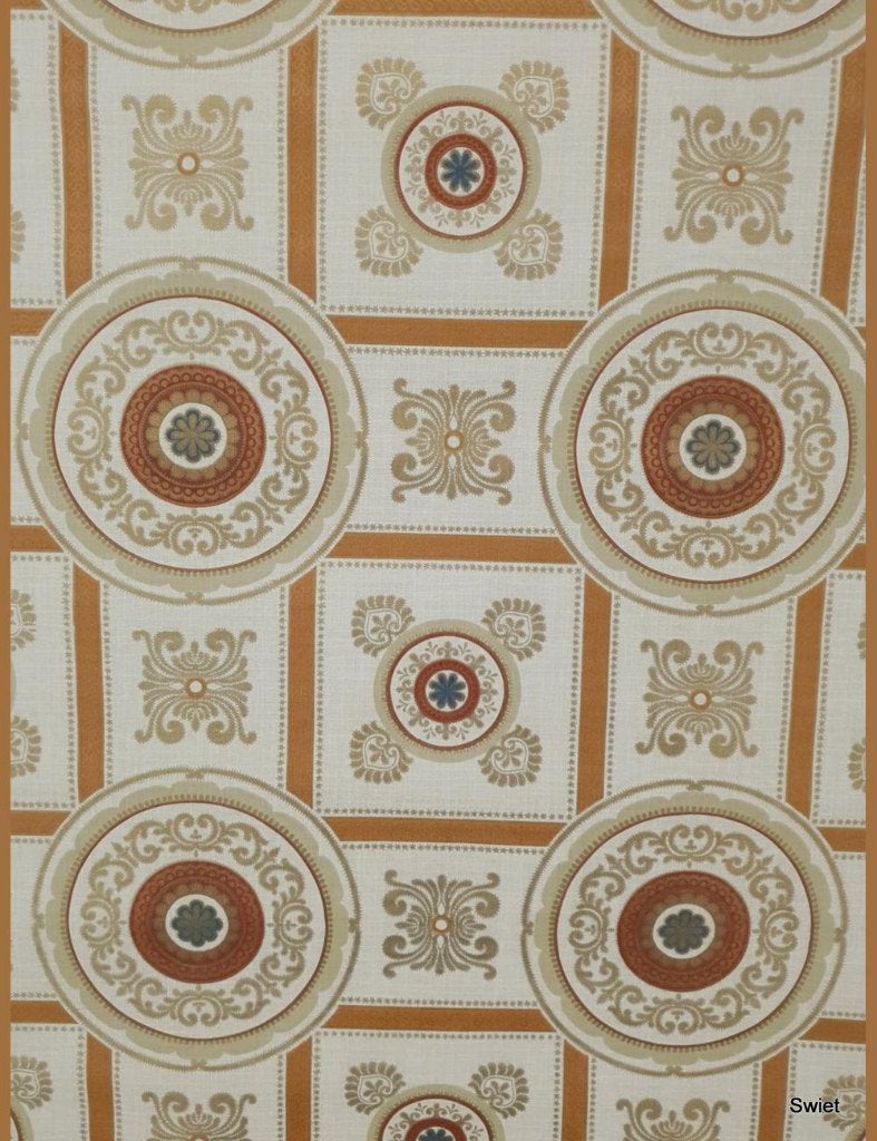 14041 Klassiek vintage behang grafisch medaillon 70s swiet, Ophalen of Verzenden, Beige