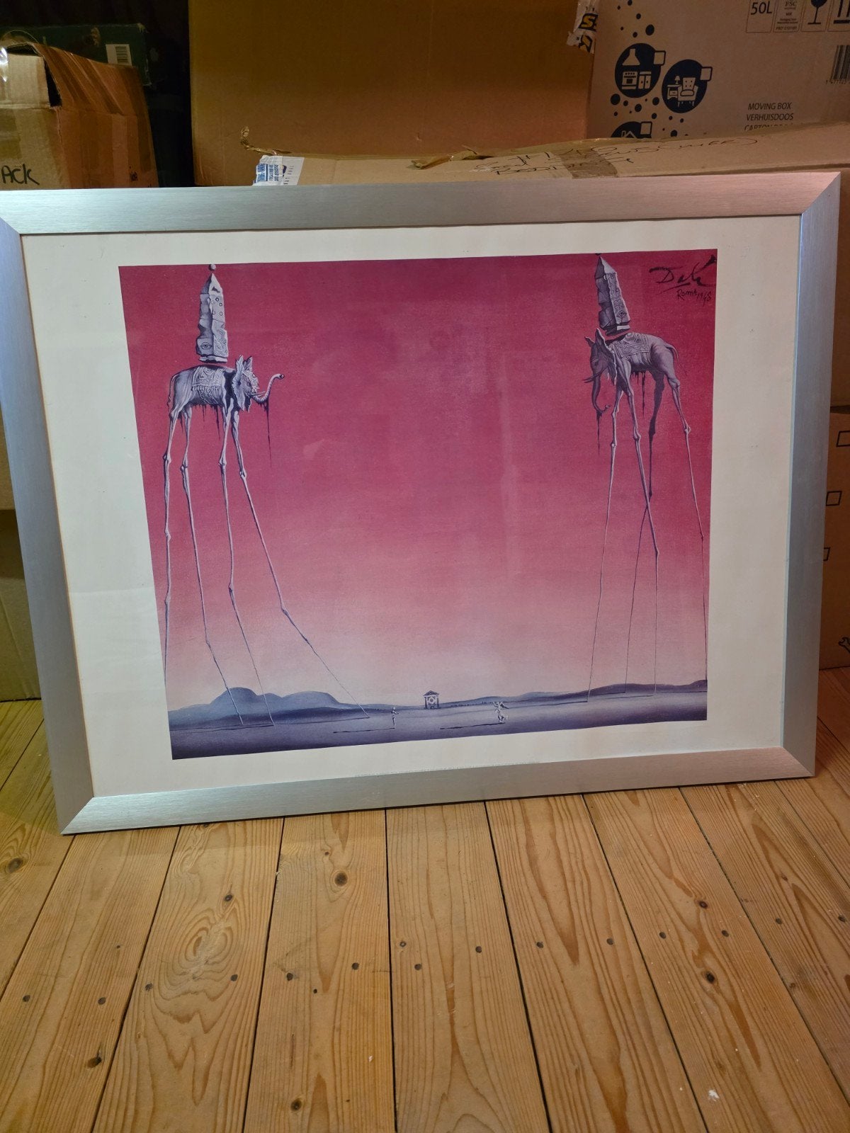 Ingelijste print van Salvador Dalí - De Olifanten, Ophalen of Verzenden, Ingelijst, Print, Overige onderwerpen