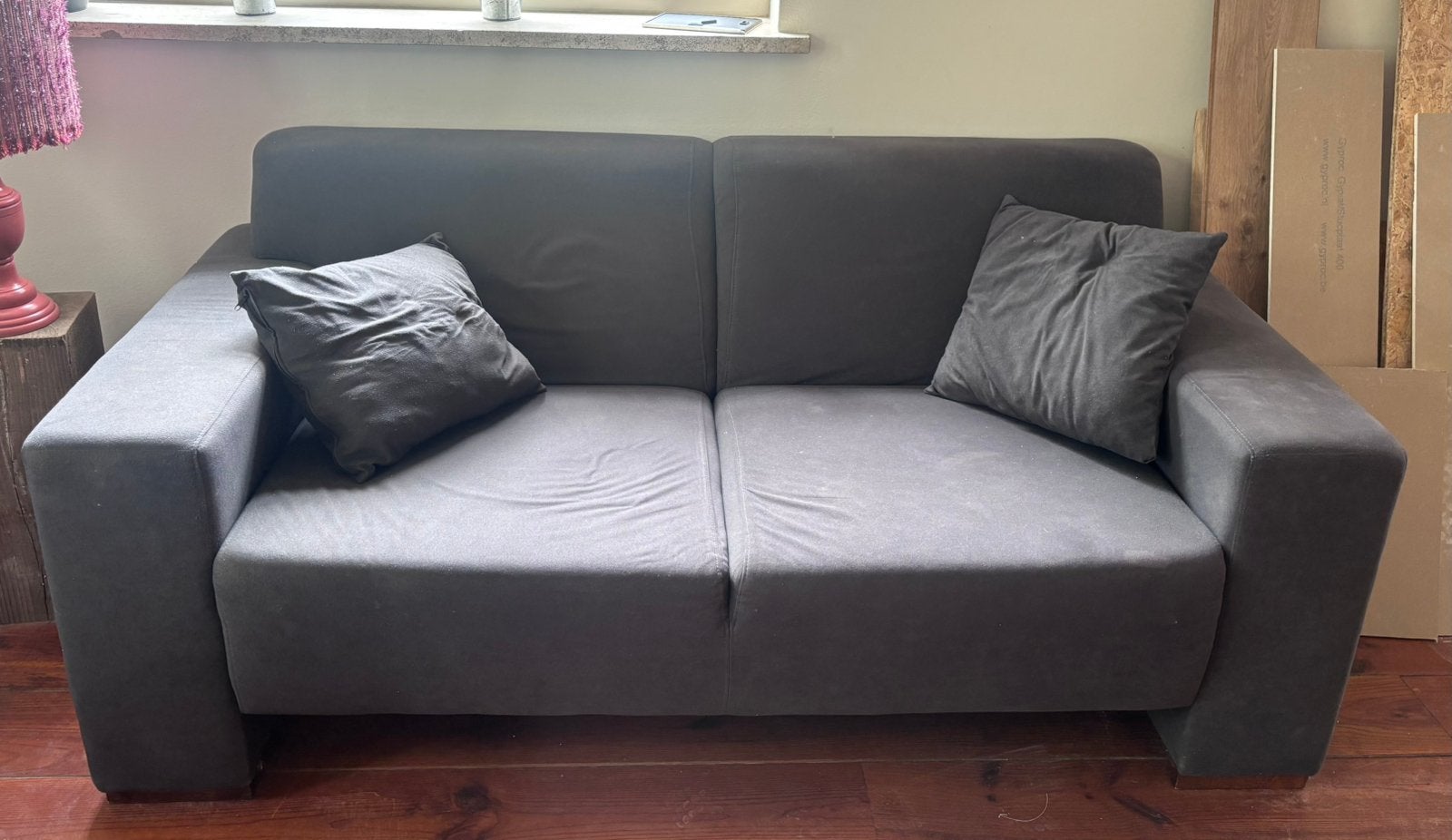 2 Antracietkleurige banken, Ophalen, Gebruikt, 150 tot 200 cm, Tweepersoons