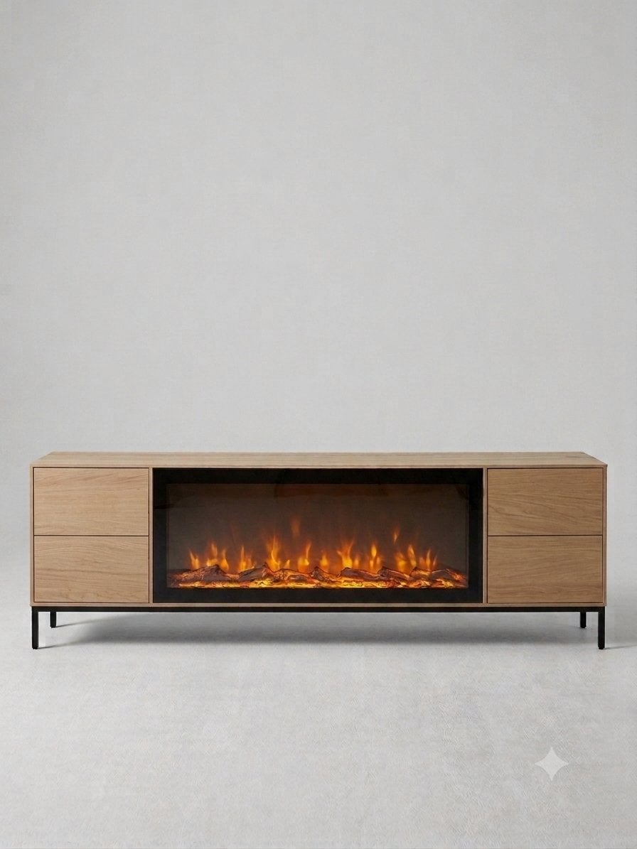 TV dressoir met sfeerhaard - H60xB220xD45cm, Ophalen, Nieuw, 200 cm of meer, Minder dan 100 cm