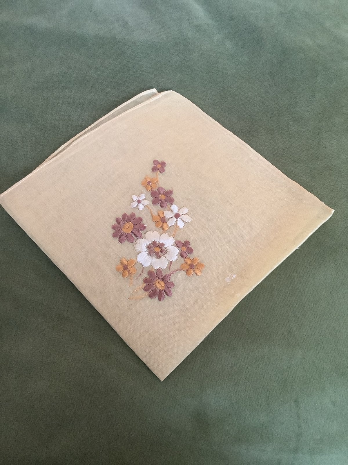 Vintage zakdoek met geborduurde bloemen jaren 60, Ophalen of Verzenden