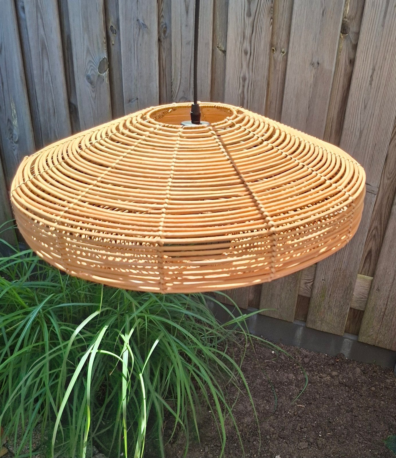 Ibiza hanglamp rotan Lamp naturel D55 rattan lamp Nieuw, Ophalen, Ibiza Boho, Natuurlijk materiaal, Nieuw