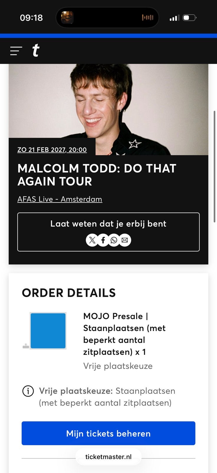 Malcom todd, Tickets en Kaartjes, Eén persoon
