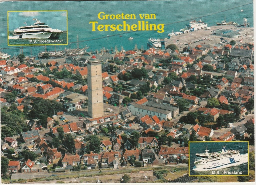 WEST TERSCHELLING Panorama Veerboten Groeten, Verzenden, 1980 tot heden, Gelopen, Waddeneilanden