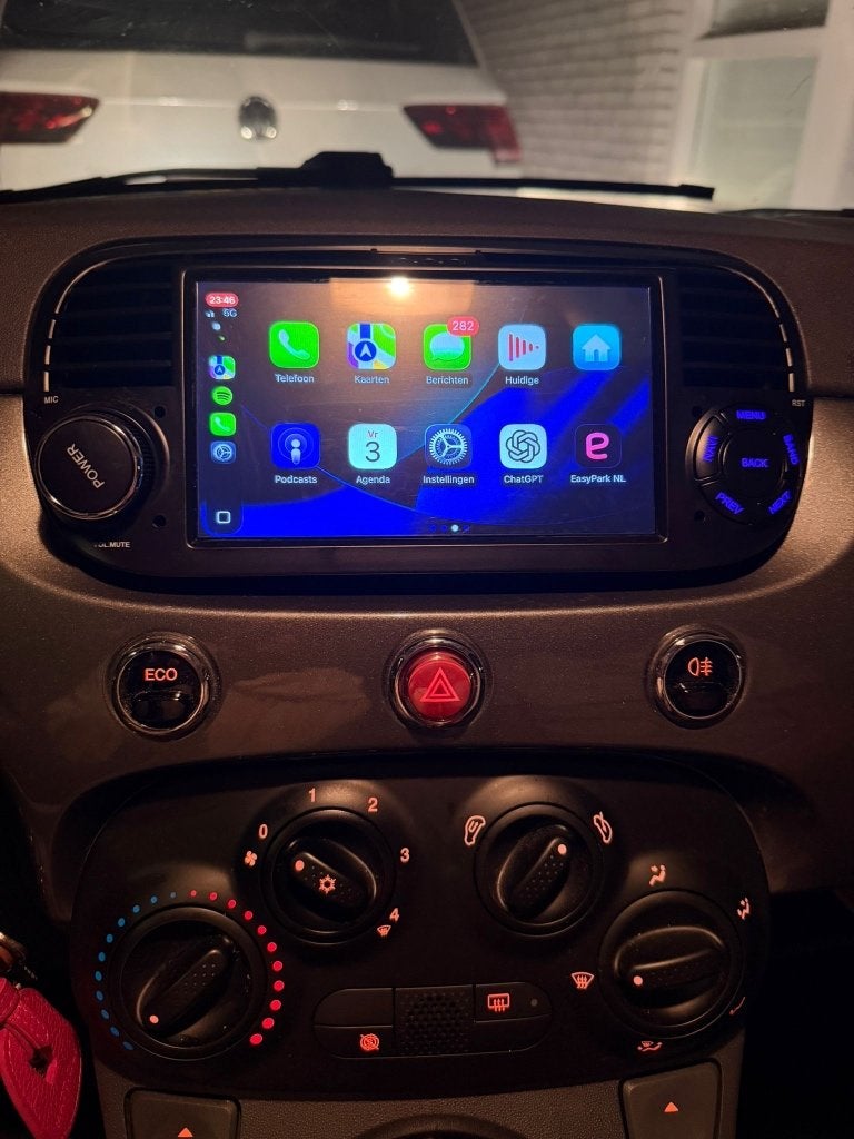 Navigatie voor Fiat 500 (Zwart)– CarPlay & Android Auto, Auto diversen, Autoradio's, Ophalen of Verzenden, Nieuw