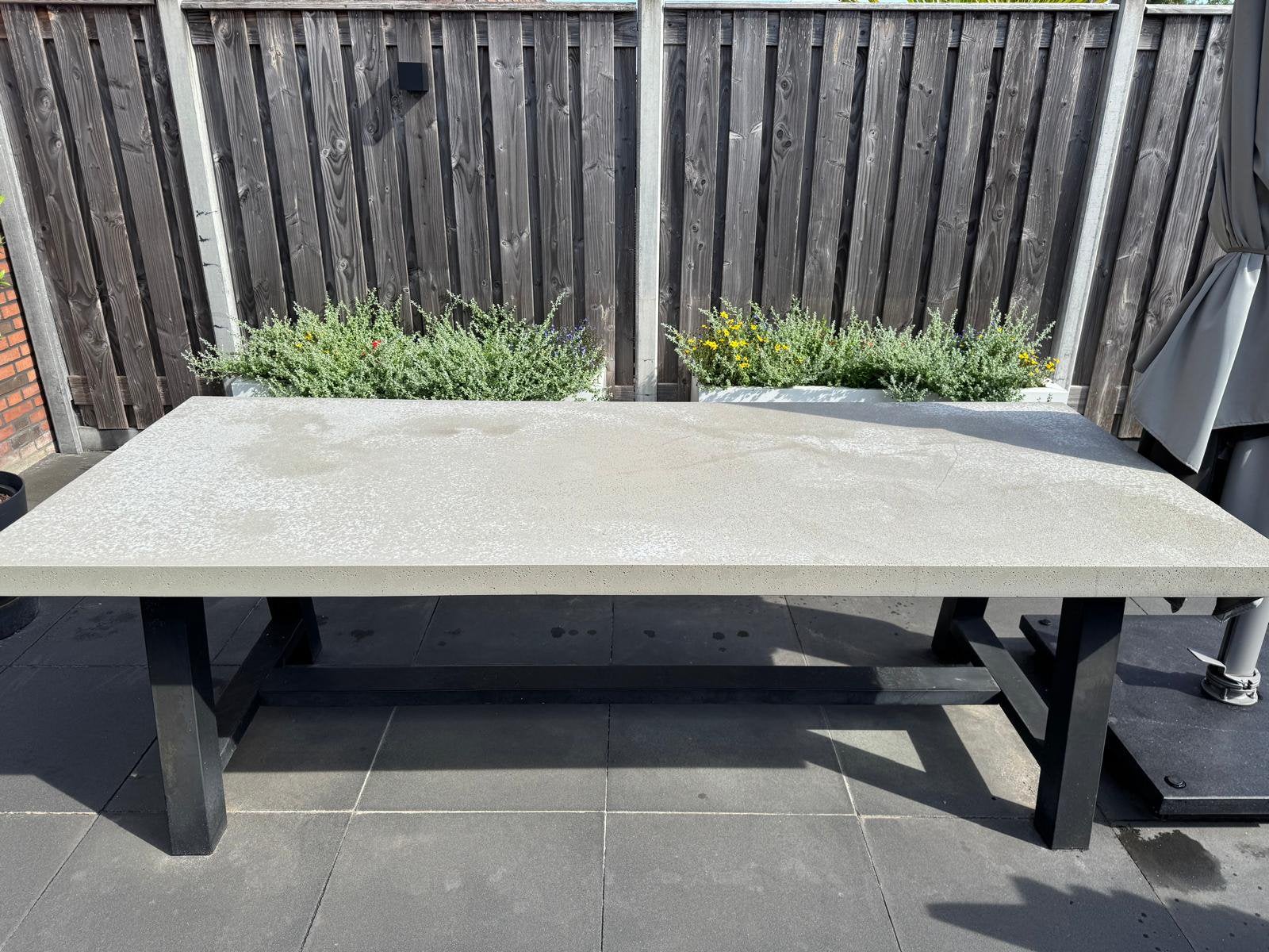 betonlook dining tuintafel 6 personen betonlook 250cm, Tuin en Terras, Tuintafels, Ophalen, Gebruikt, Rechthoekig, Overige materialen
