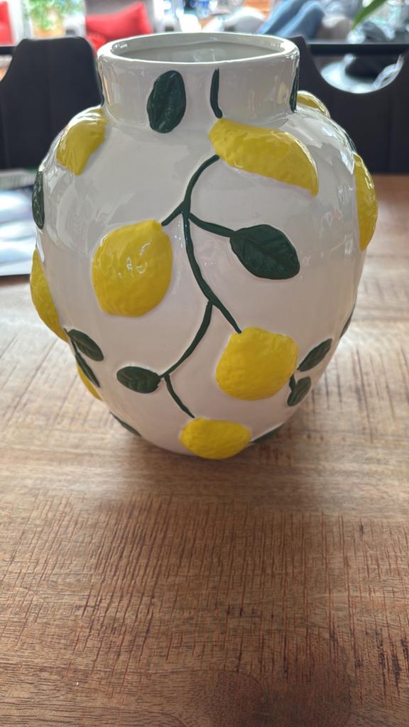 NIEUW, bloemenvaas met citroenen, Ophalen, Overige kleuren, Minder dan 50 cm, Glas