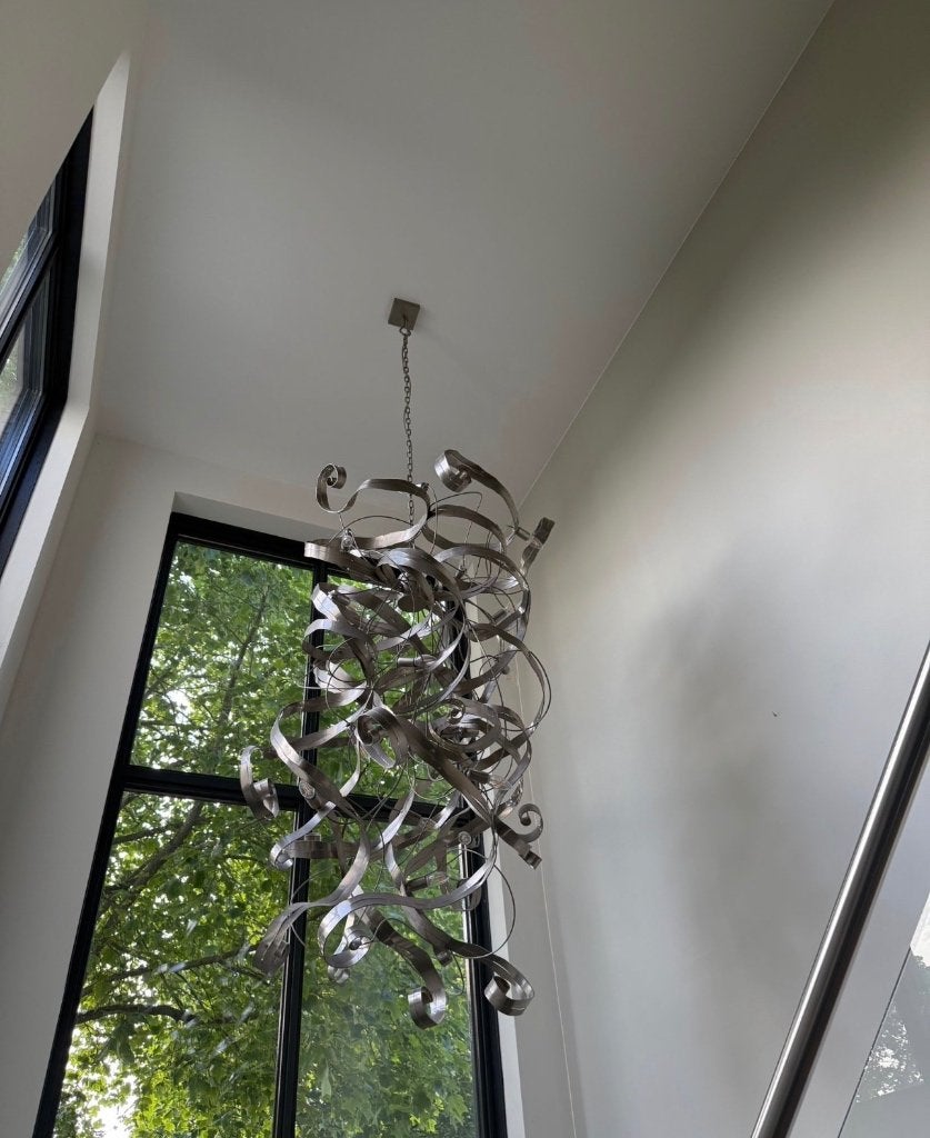 Ztahl design kroonluchter / hanglamp – vernikkeld 90x160 cm, Huis en Inrichting, Lampen | Hanglampen, Ophalen, Merk: Ztahl Uitvoering: Vernikkeld
