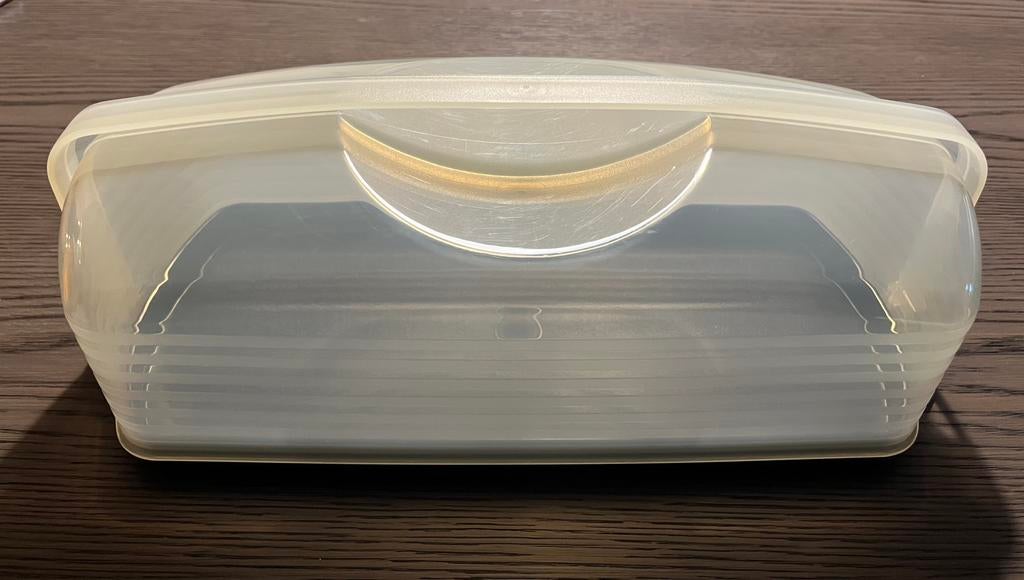 Tupperware brood/cake/serveer doos/schaal  Blauw, Ophalen of Verzenden, Zo goed als nieuw, Blauw, Schaal