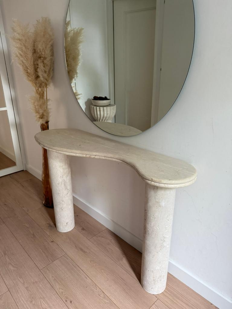 Prachtige travertin wandtafel, Ophalen, Zo goed als nieuw, 50 tot 100 cm, Minder dan 100 cm