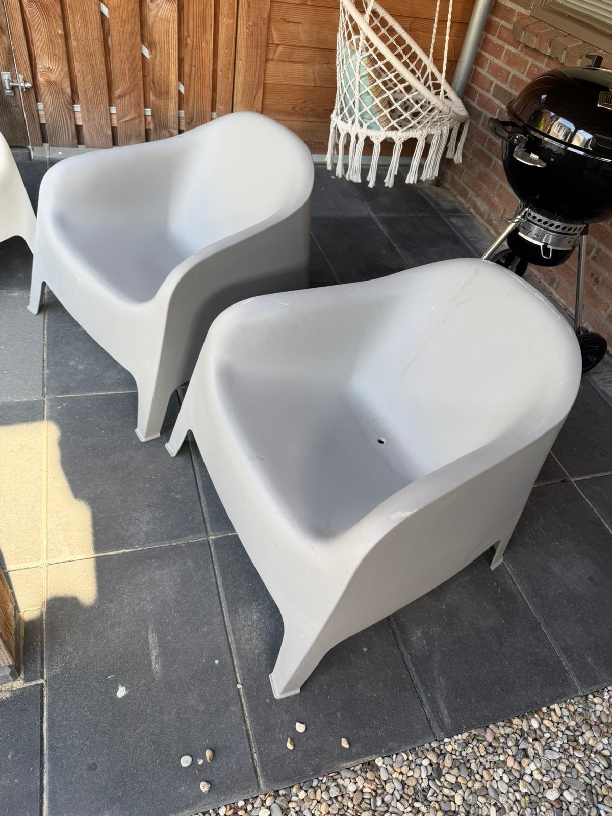 Ikea kuipstoelen grijs, Tuin en Terras, Tuinstoelen, Ophalen of Verzenden, Gebruikt, Kunststof