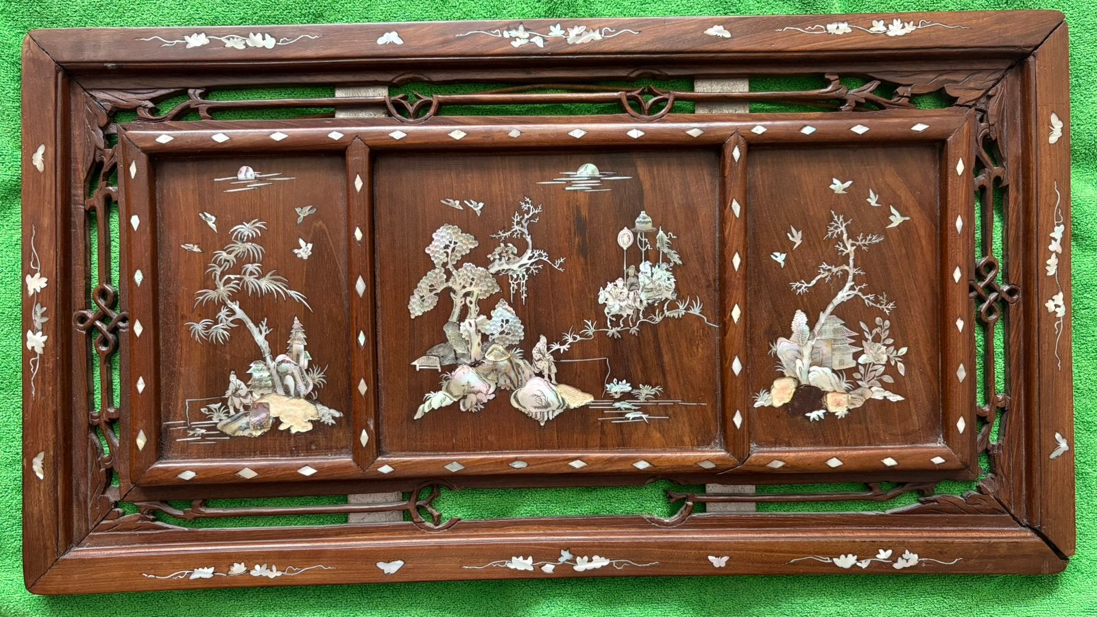 Antiek Chinees wandpaneel met parelmoer inleg, Antiek en Kunst, Ophalen