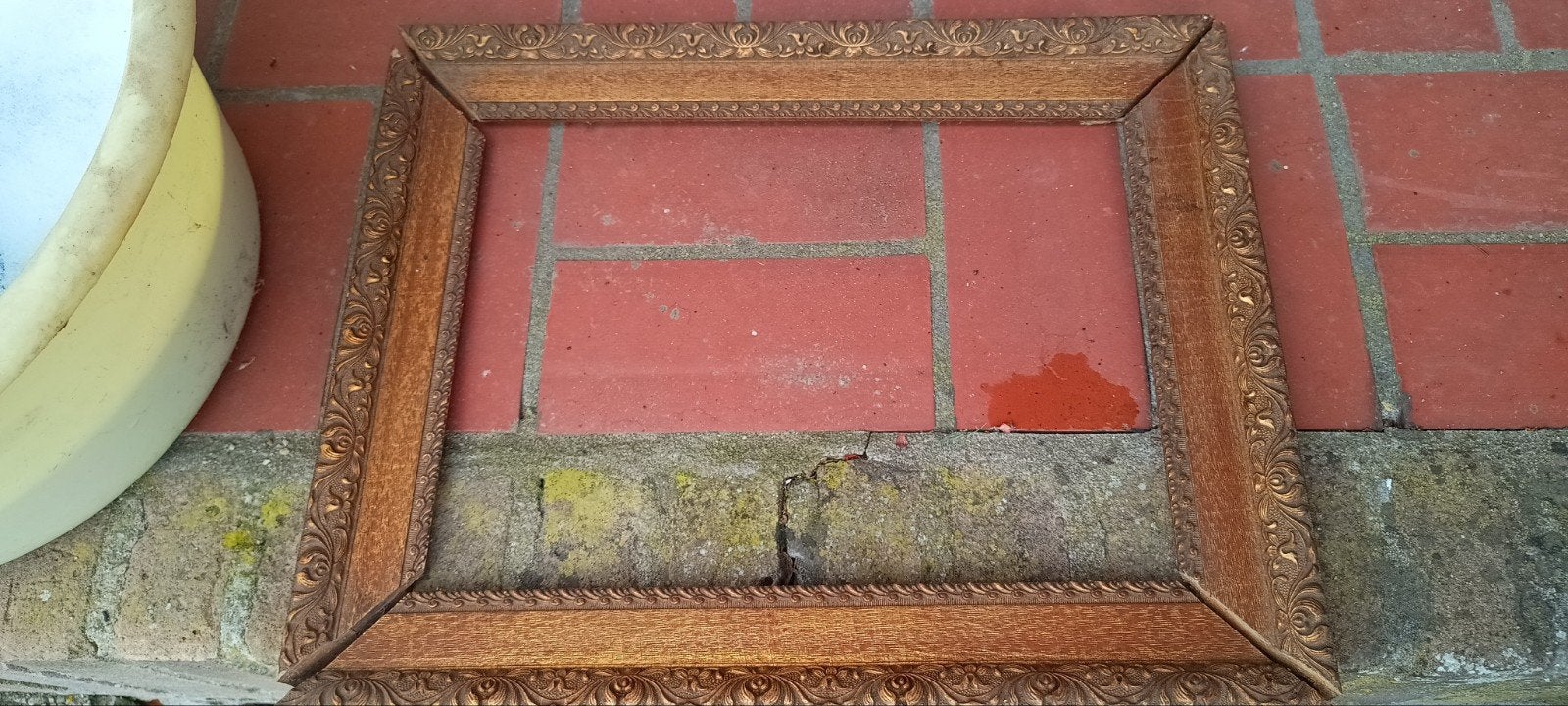Antieke houten fotolijst 25x35 cm binnenmaat, Huis en Inrichting, Bruin, Gebruikt, Met sierrand, Ophalen of Verzenden