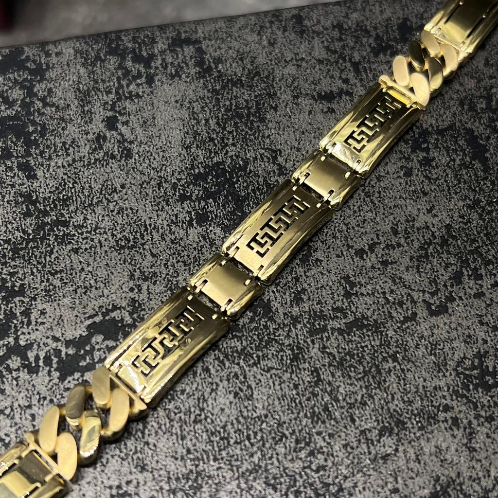 14 karaat gouden armband prachtig versace schakel, Ophalen of Verzenden, Nieuw, Goud