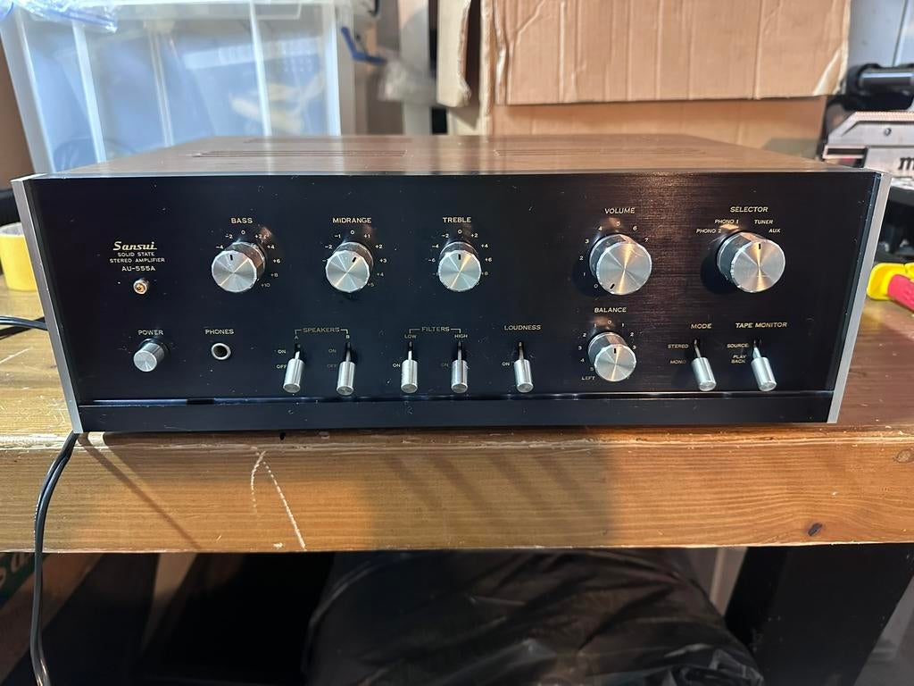 Sansui AU-555a versterker met schema!!!, Gebruikt, Ophalen, Overige merken, Minder dan 60 watt