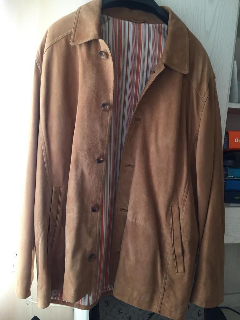 Suede heren jack maat 54, Ophalen of Verzenden, Zo goed als nieuw, Maat 52/54 (L), Blauw