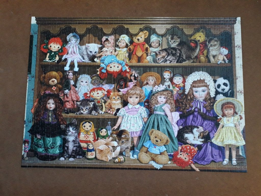 Doos met 2 legpuzzels., Ophalen of Verzenden, 500 t/m 1500 stukjes, Gebruikt, Legpuzzel