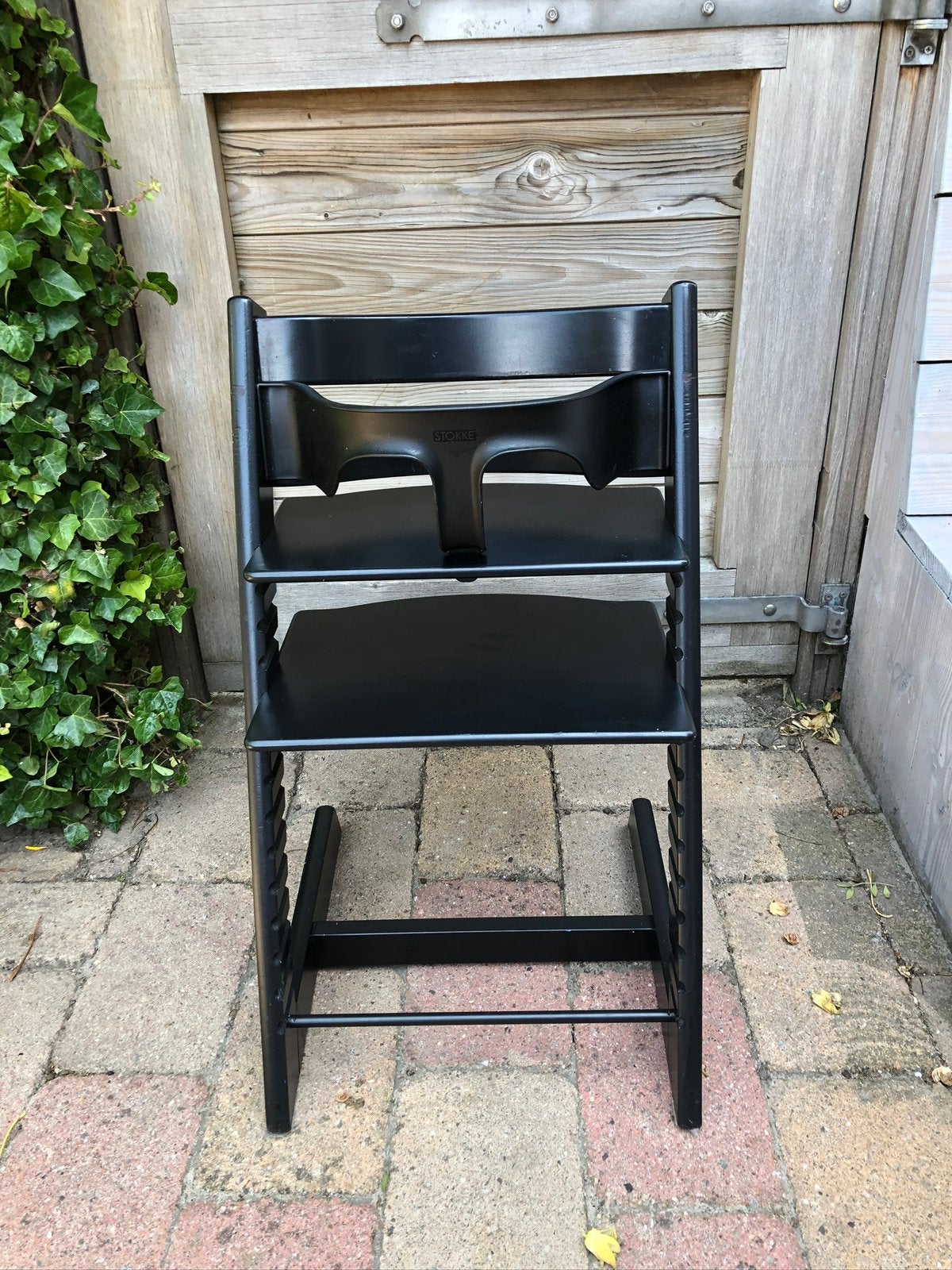 Zwarte stokke tripp trapp incl babyset, Ophalen, Zo goed als nieuw, Meegroeistoel, Stoelverkleiner