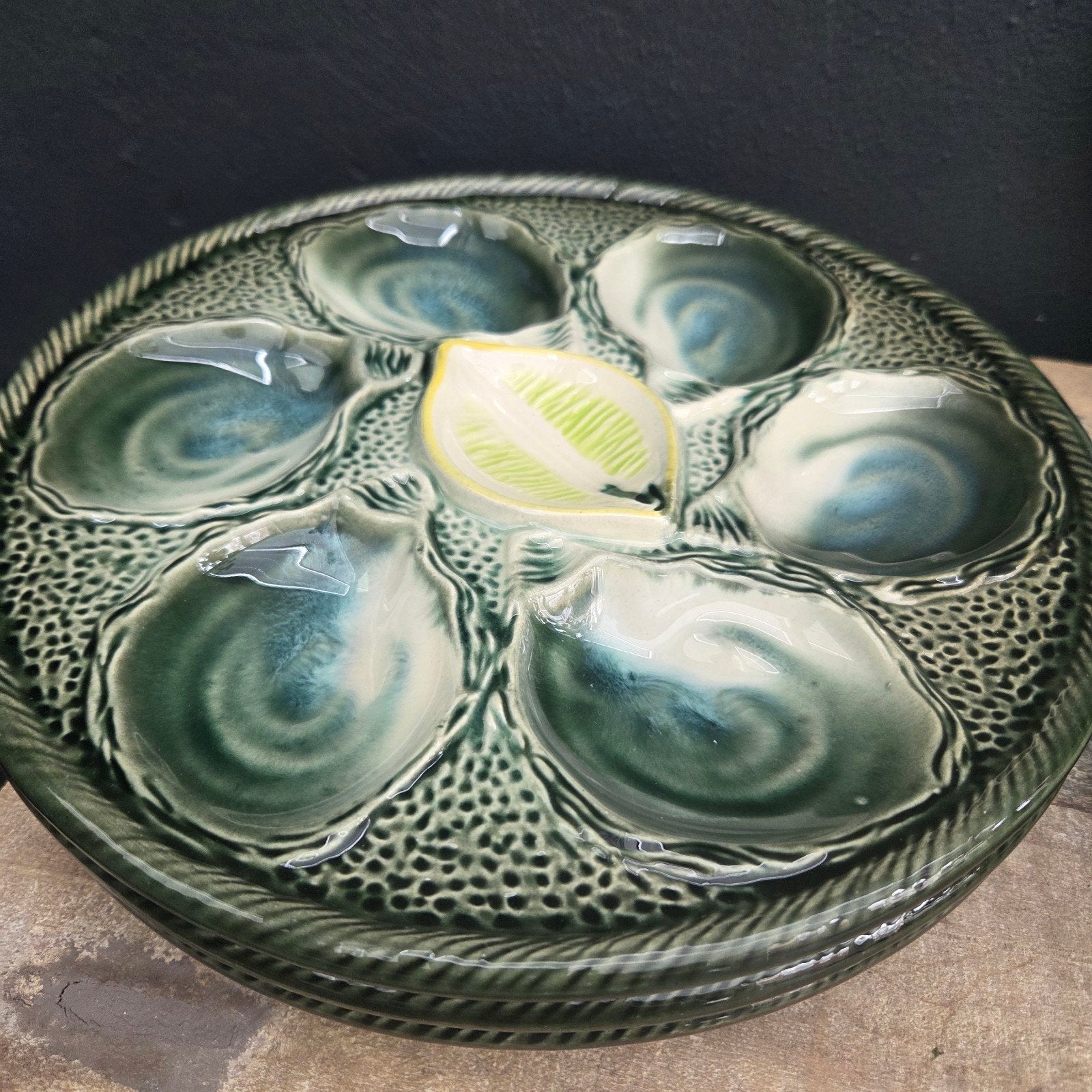 brocante Frans aardewerk oesterbord van St Clement, per stuk, Ophalen of Verzenden