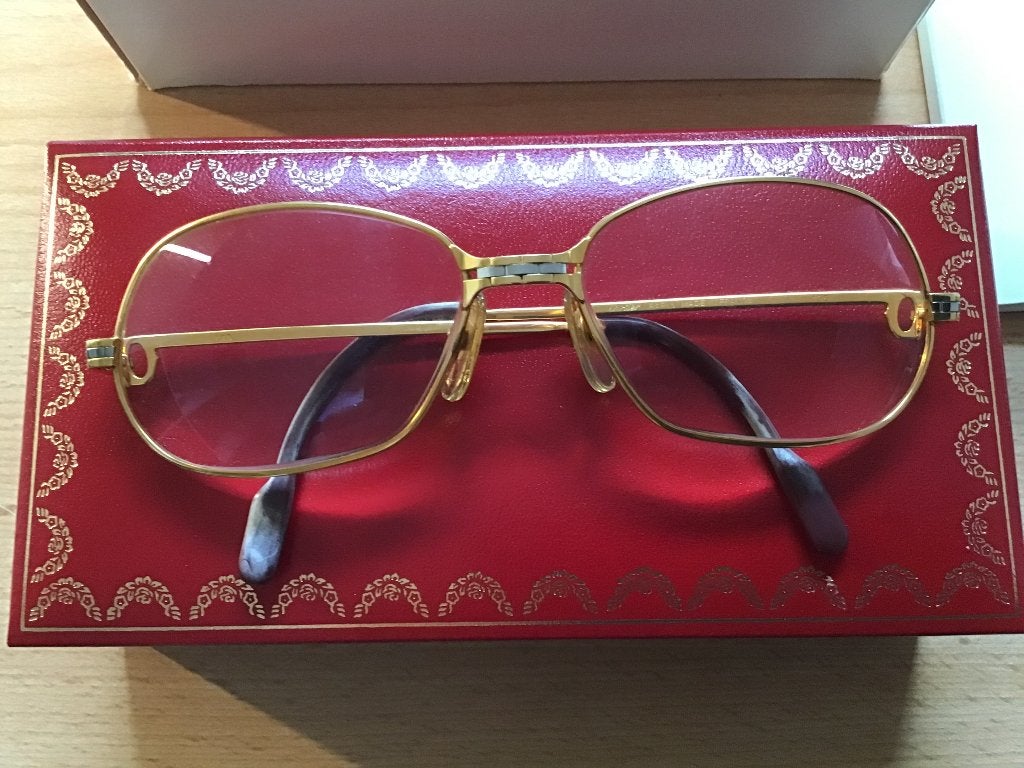 Originele vintage Le Must de Cartier Panthere gouden bril, Overige merken, Gebruikt, Overige kleuren, Ophalen of Verzenden