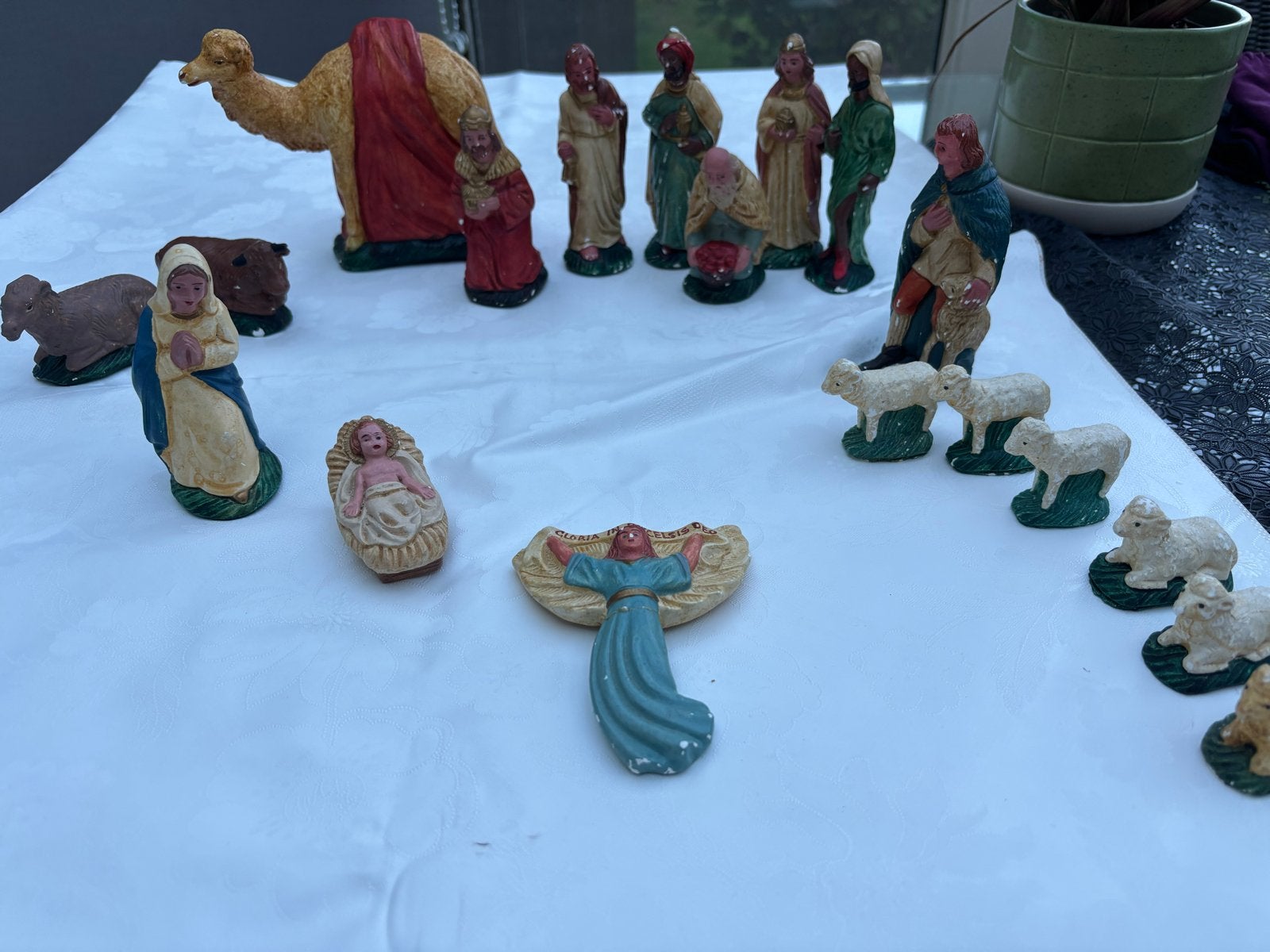 Complete Kerststal Beeldenset - Handgeschilderd, Ophalen, Gebruikt, Beeld(je), Christendom | Katholiek