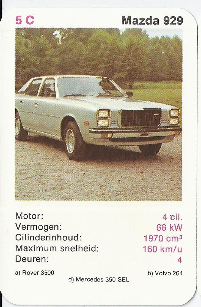 X14 autokaartje mazda 929 ( 5c ), Ophalen of Verzenden, Zo goed als nieuw, Auto's