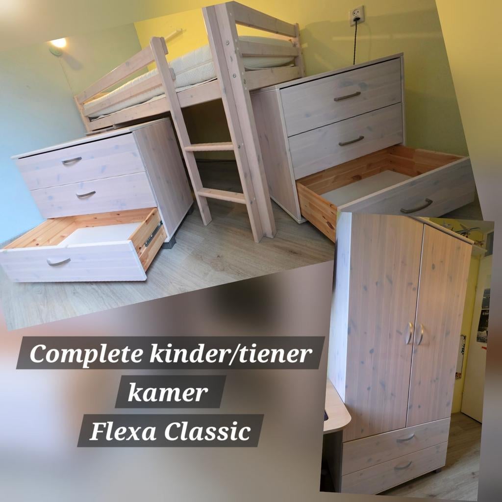 Complete kinderkamer Flexa Classic whitewash, Ophalen, Zo goed als nieuw, Jongetje of Meisje