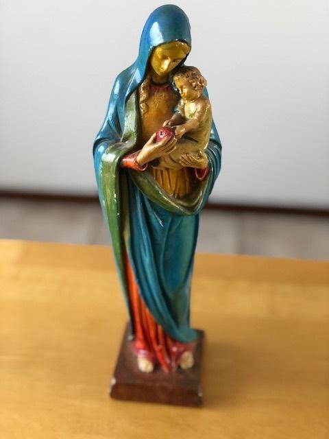 Te koop antiek Maria met kindje Jezus beeld, Antiek en Kunst, Antiek | Religie, Ophalen