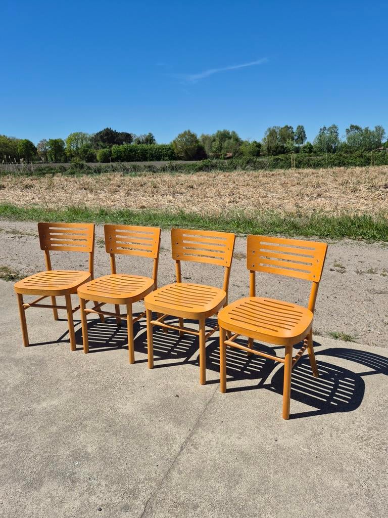 GERESERVEERD Set 4 vintage Ikea Balser plywood stoelen, Huis en Inrichting, Stoelen, Zo goed als nieuw, Vier, Hout, Overige kleuren