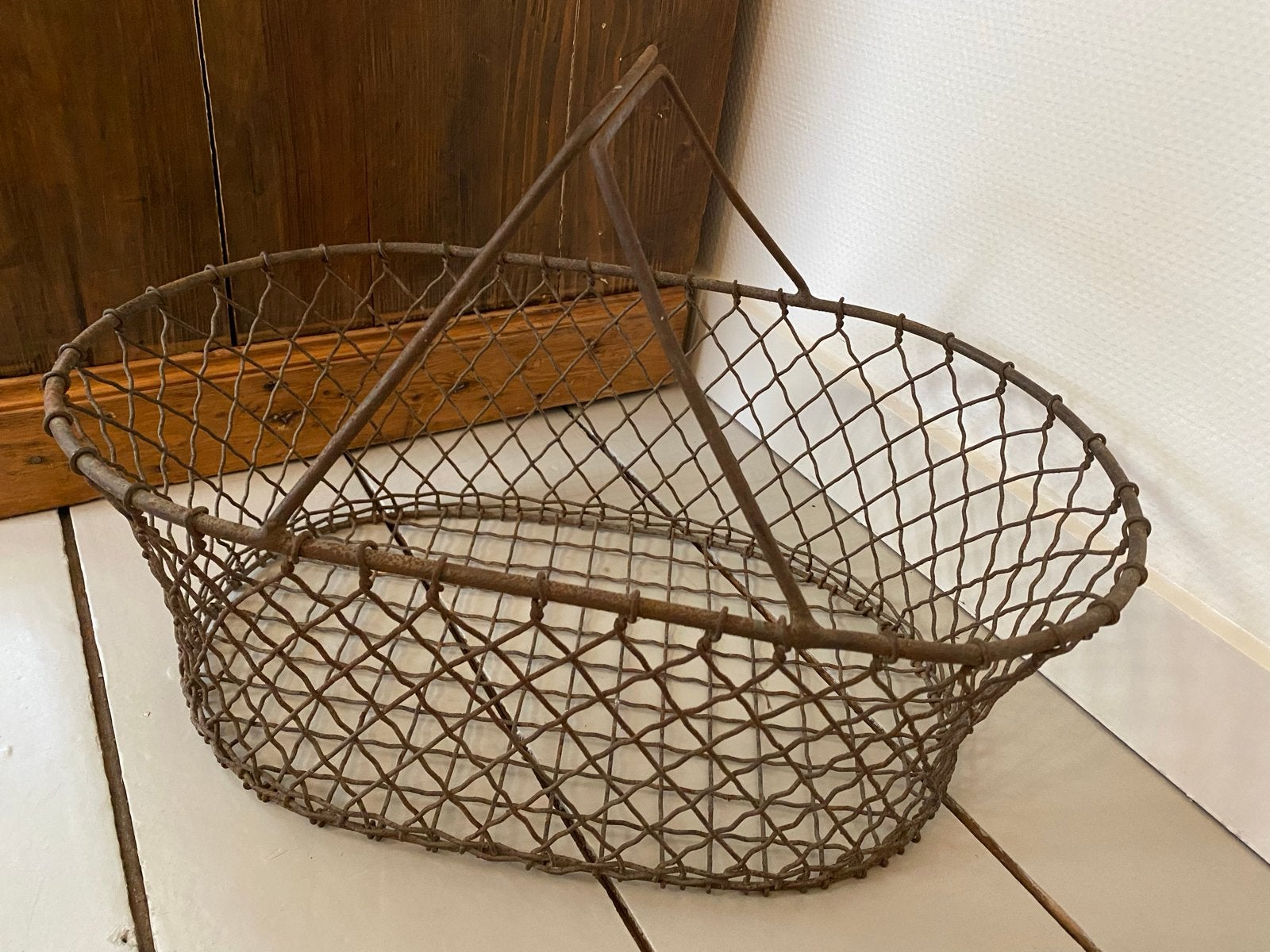 Brocante ijzeren Franse draadmand, Ophalen of Verzenden