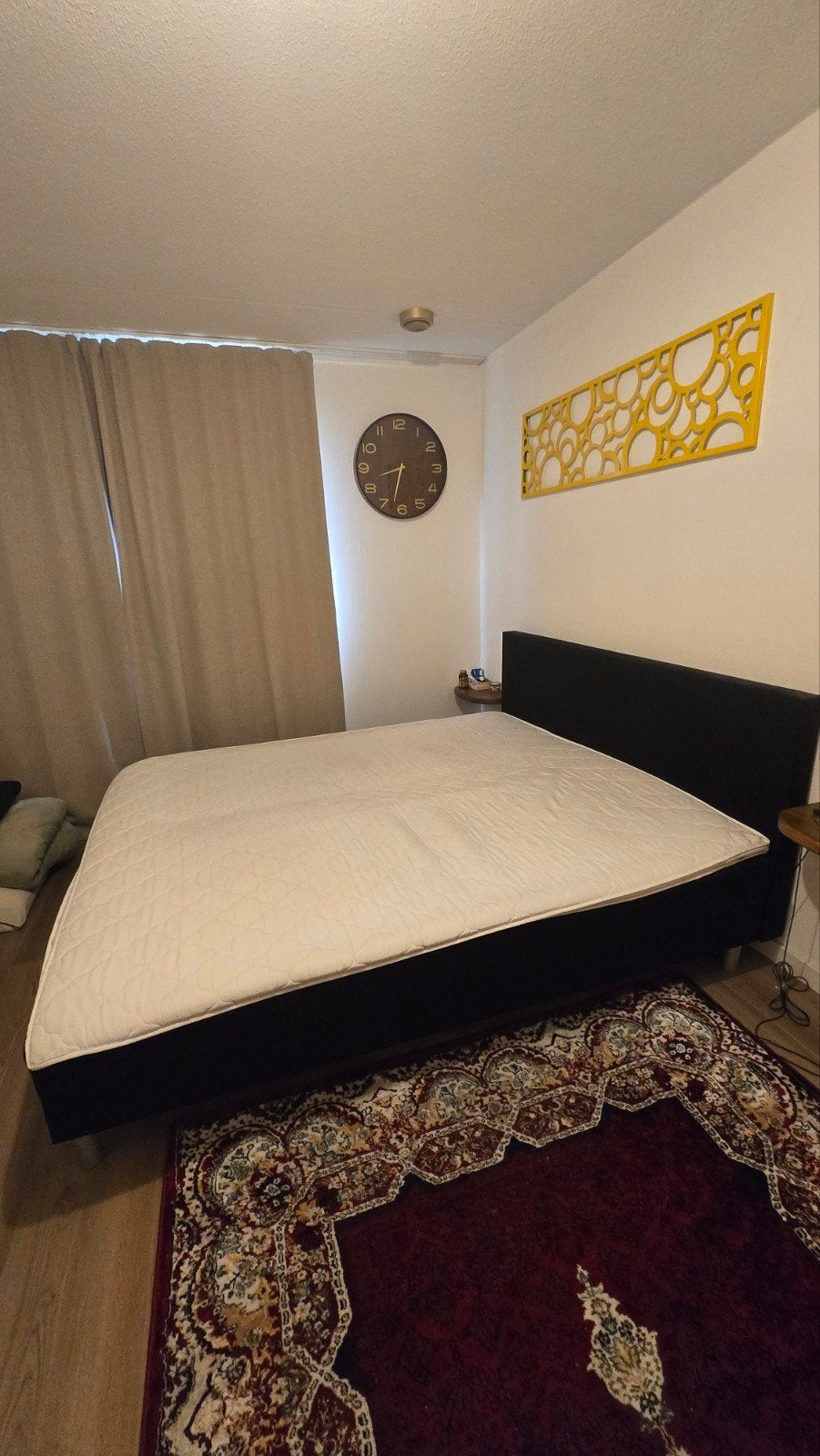 Tweepersoonsbed (boxspring) 180x200 met topper, Ophalen, Gebruikt, Zwart, Tweepersoons