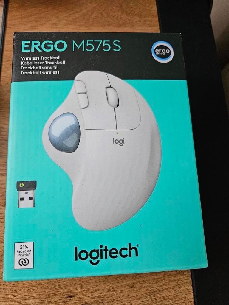 Logitech ERGO M575S Wireless Trackball Muis Wit, Rechtshandig, Muis, Ergonomisch, Logitech