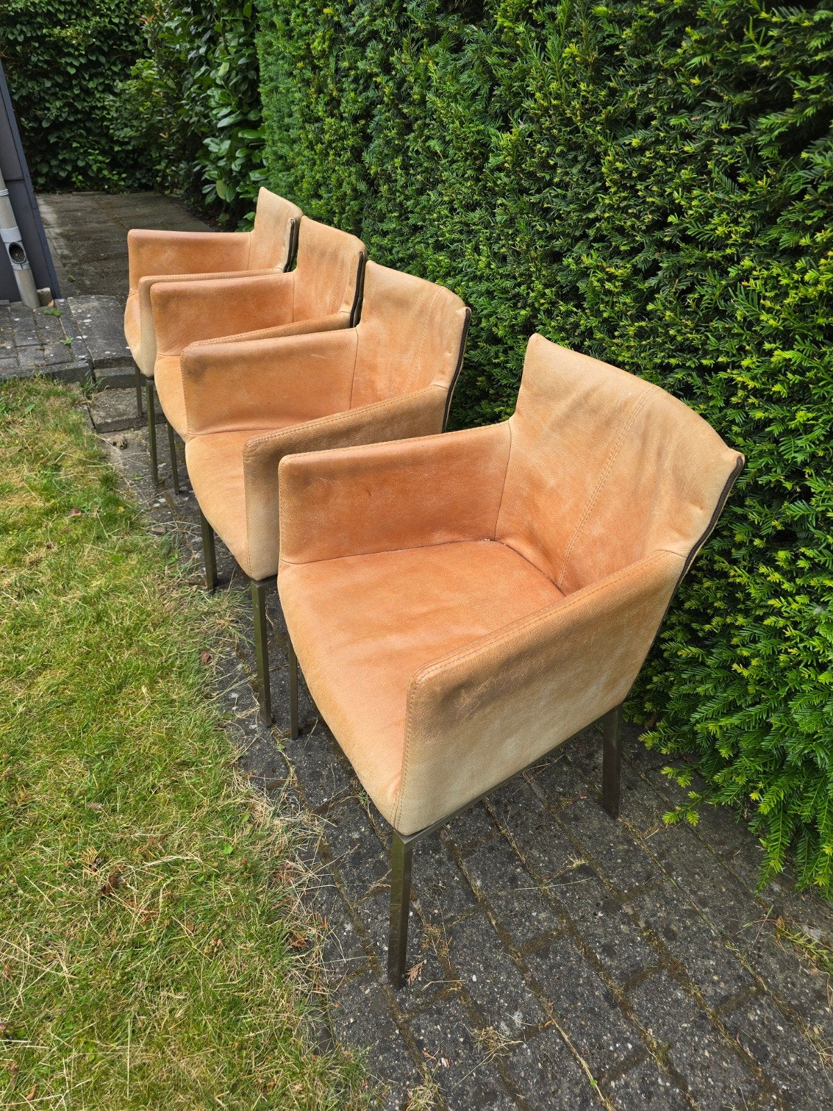 Set van 4 cognac leren eetkamerstoelen l'Ancora, Ophalen, Gebruikt, Bruin, Vier