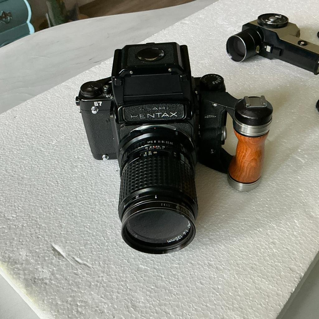 Pentax 67 met 105/2.4, 135/4 macrolens en spotmeter pentax, Ophalen of Verzenden, Zo goed als nieuw