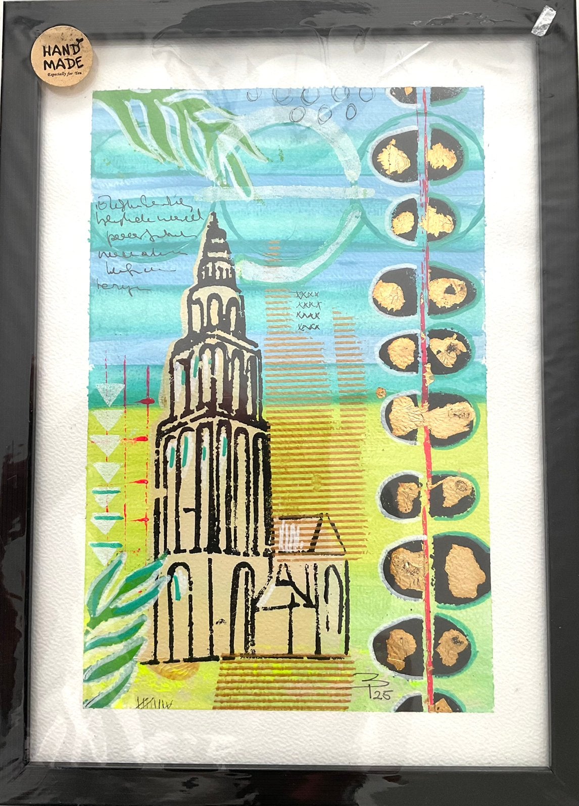 Schilderij Martinitoren in lijst ,, Ophalen of Verzenden, Minder dan 50 cm, Schilderij