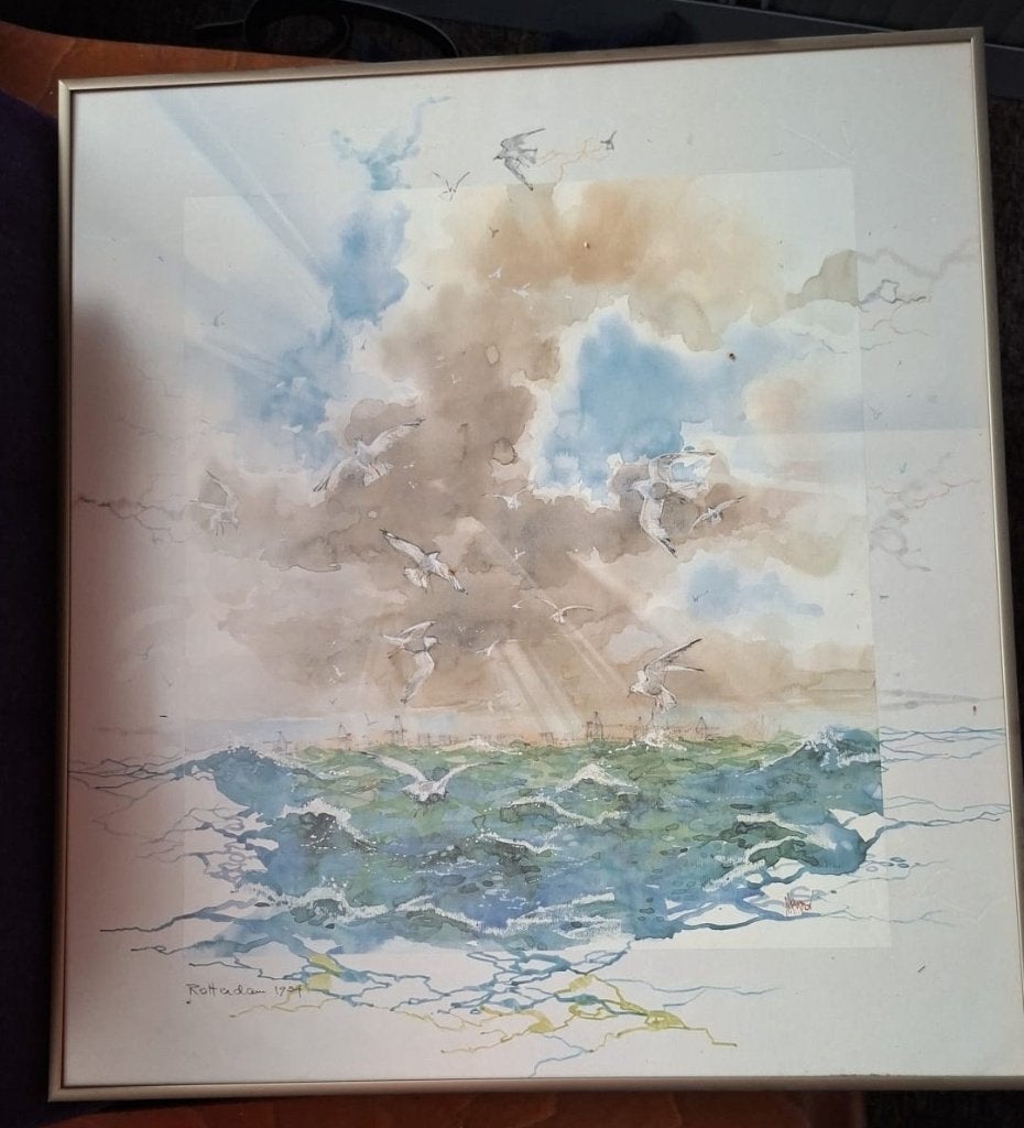 ECT Rotterdam aquarel - Karpov - Miljoenste container, Ophalen, Maritiem / water, Realistisch, Aquarel