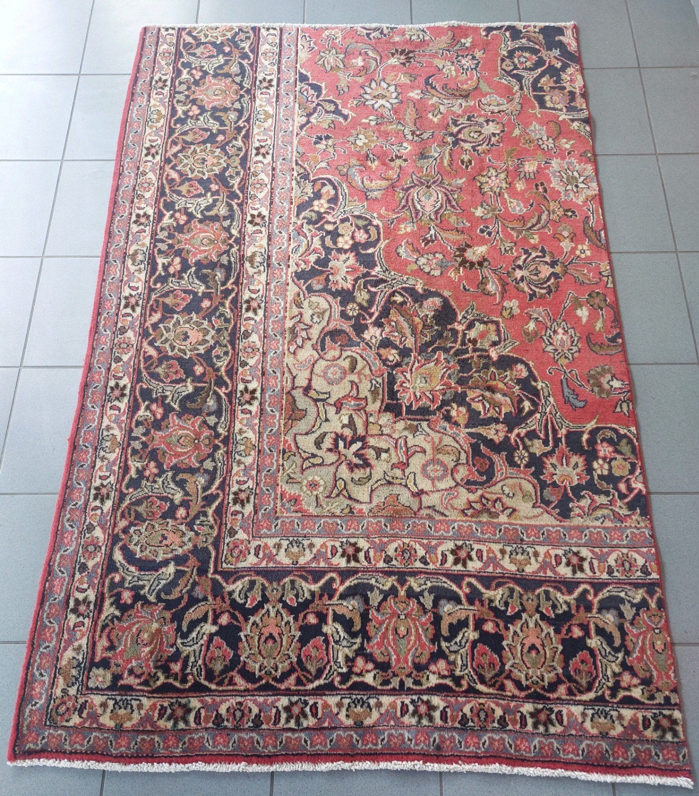 Handgeknoopt Tapijt Vloerkleed Vintage, Huis en Inrichting, Stoffering | Tapijten en Kleden, Gebruikt, 100 tot 150 cm, Perzisch