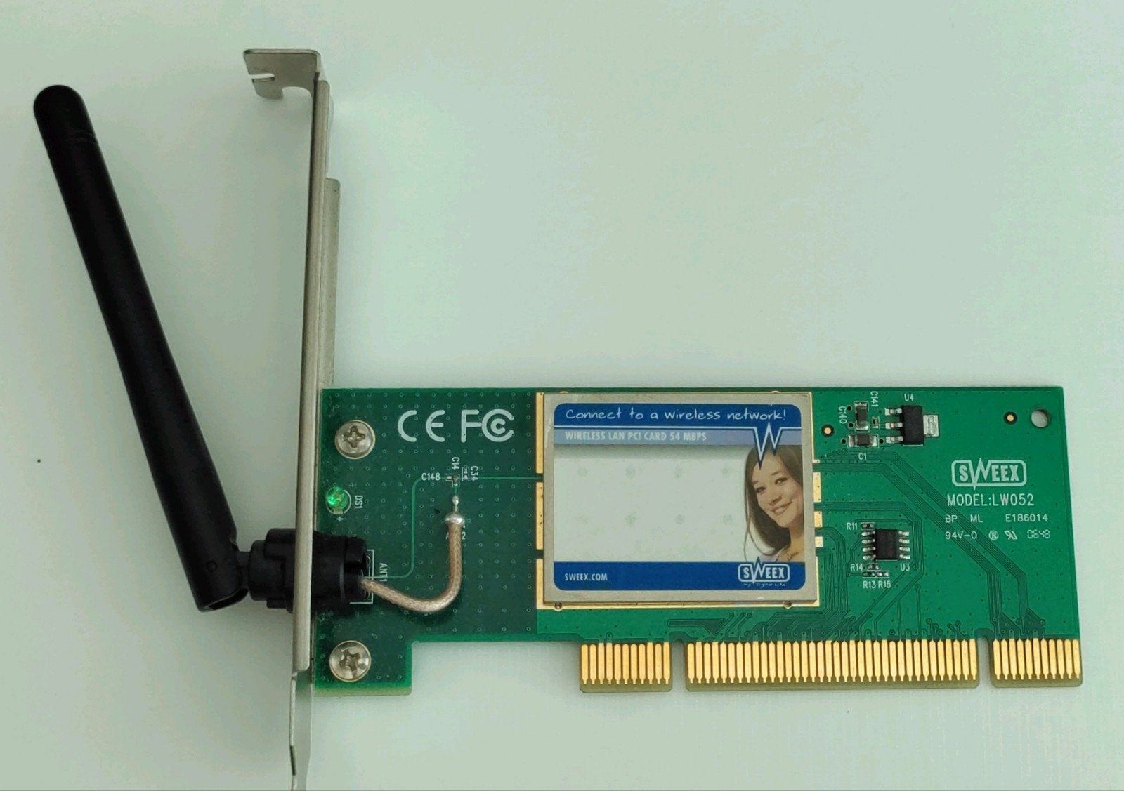 Draadloze PCI-kaart met Wifi antenne. Sweex LW052, Computers en Software, Netwerkkaarten, Ophalen of Verzenden, Gebruikt, Intern