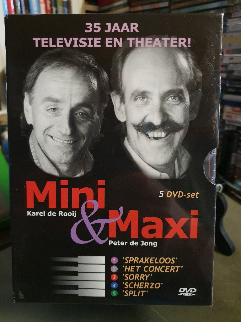 Mini en Maxi 35 jaar televisie en Theater 5DVD box, Alle leeftijden, Ophalen, Zo goed als nieuw, Stand-up of Theatershow