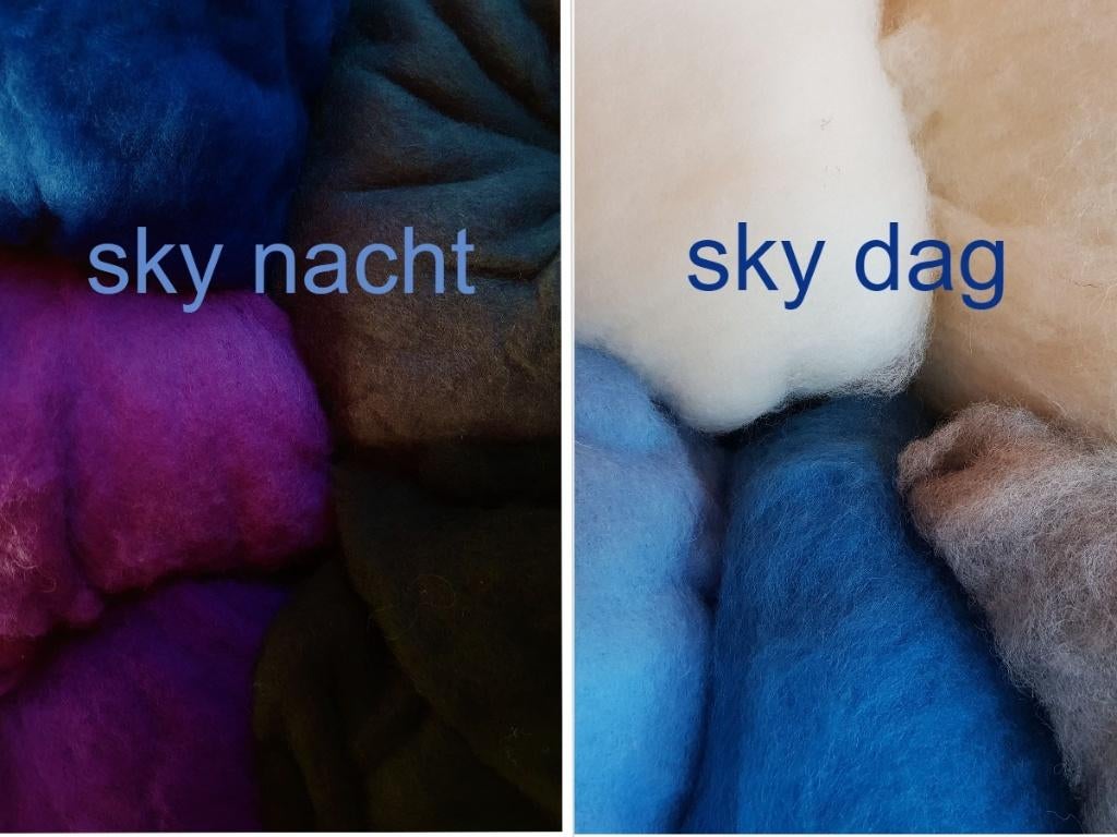 Assortipakket gekaarde wol SKY, (dag / nacht) viltwol, Hobby en Vrije tijd, Nieuw, Ophalen of Verzenden, Los Vilt, Linschoten