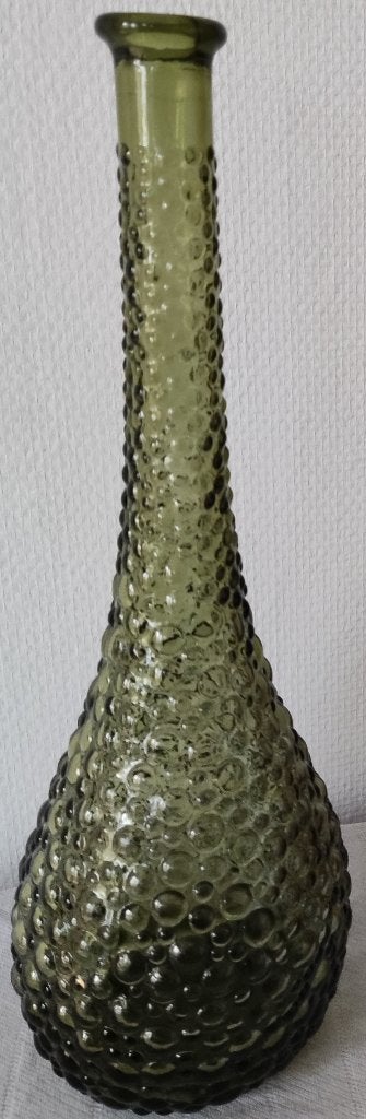 Vintage Empoli karaf / fles – olijfgroen hobnail glas, Ophalen of Verzenden
