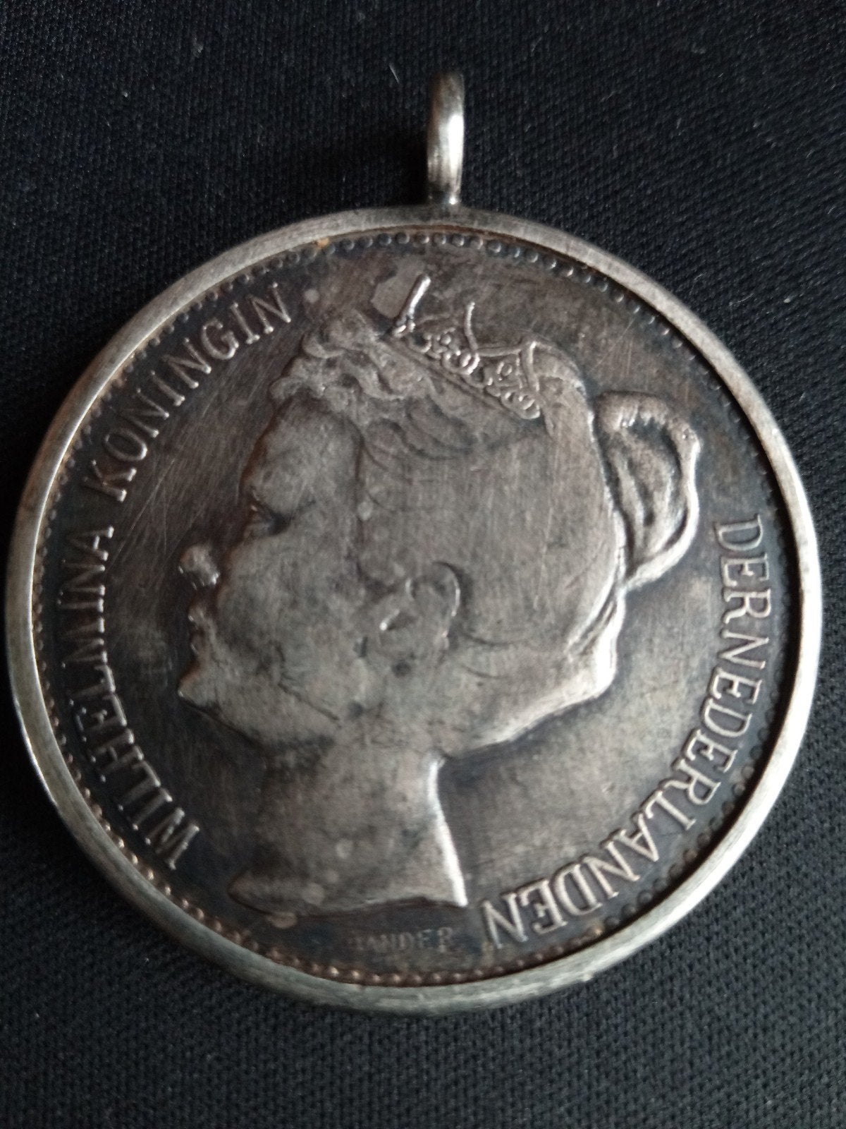 Prachtige zilveren munt in  hanger 1898 Whilhelmina, Ophalen, Zilver, Overige waardes, Koningin Wilhelmina