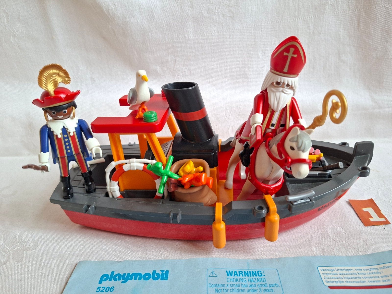 Playmobil set 5206 Sinterklaas met Ozosnel en zwarte Piet, Ophalen of Verzenden, Zo goed als nieuw, Complete set