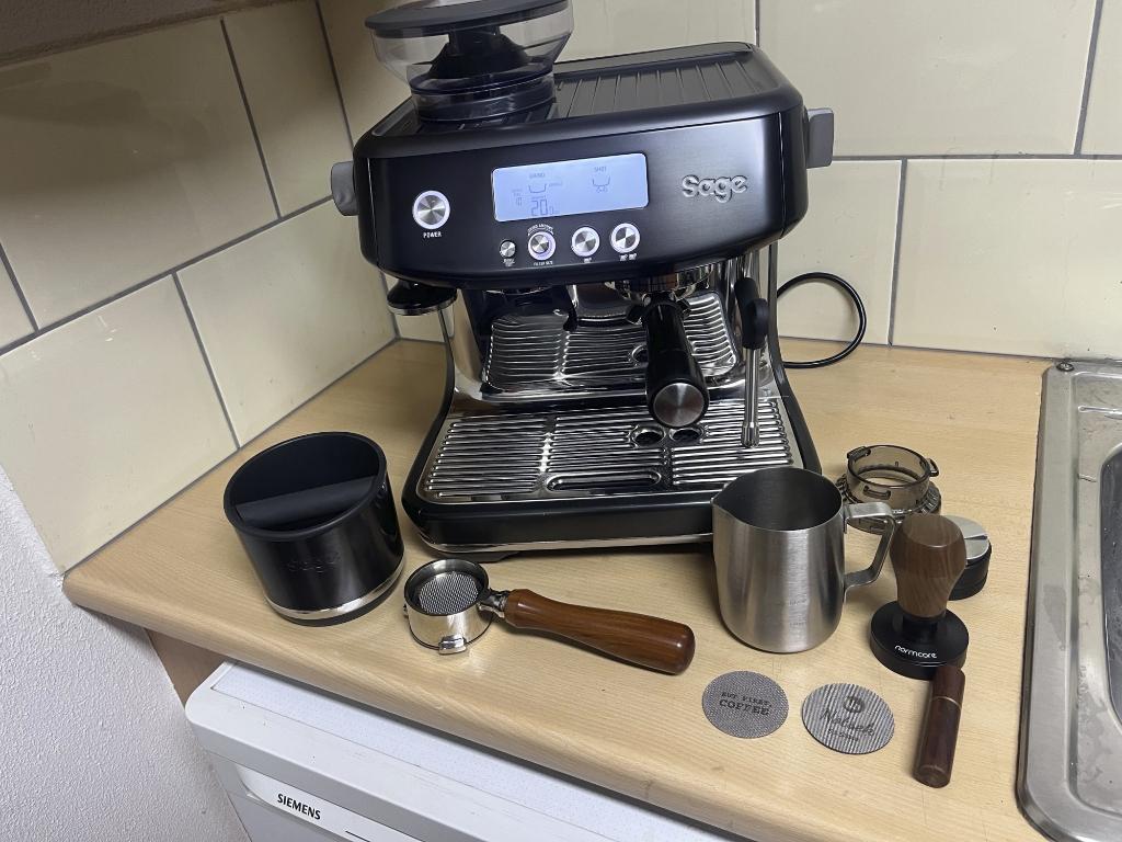 Sage Barista Pro stainless steel black met veel accessoires, Ophalen, Sage, Koffiemachine, Sage