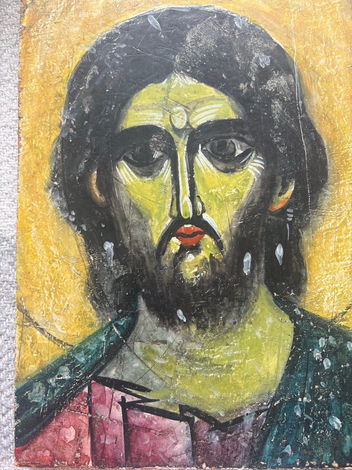 Vintage Orthodoxe Icoon - Christus de Verlosser (Athos), Ophalen of Verzenden