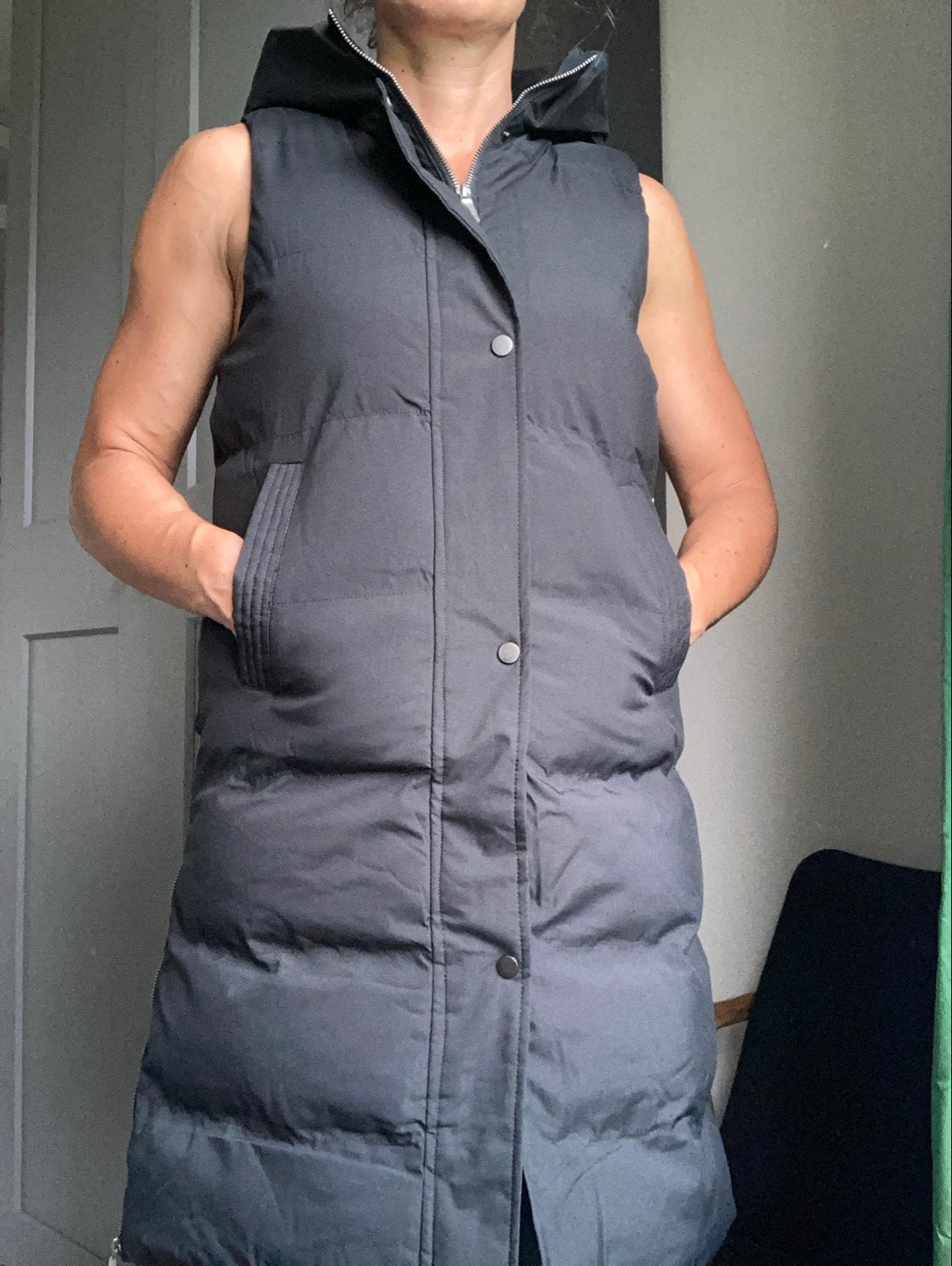 Kyodan Outdoor lange gewatteerde bodywarmer met capuchon, Ophalen of Verzenden, Nieuw, Maat 36 (S), Zwart