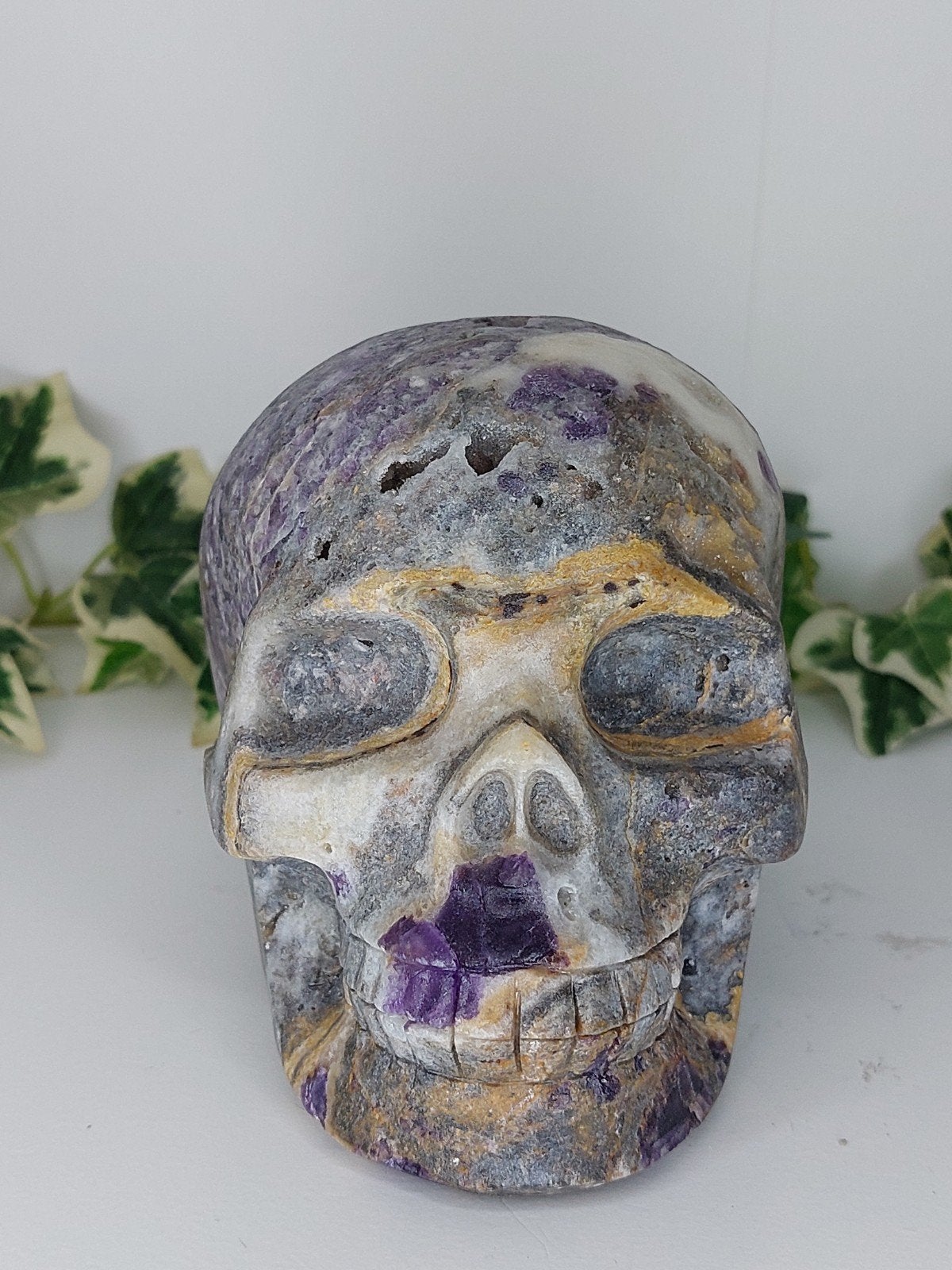 XL skull van fluoriet met kwarts BLIJVEND IN PRIJS VERLAAGD, Ophalen of Verzenden, Nieuw
