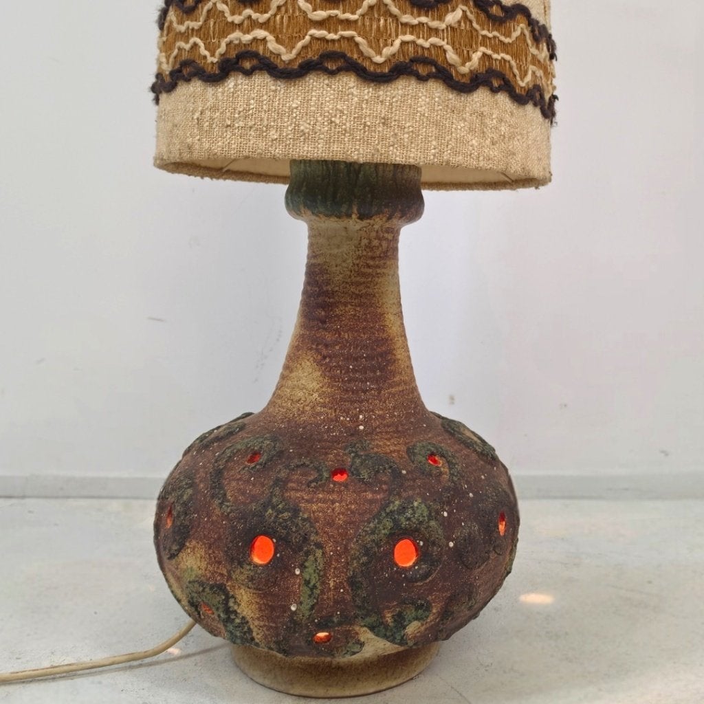 W.Germany vloerlamp 60's keramiek fat lava originele staat, Ophalen, Gebruikt, 100 tot 150 cm, Textiel